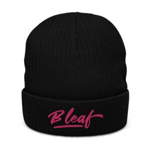 BLEAF - Pink ribbed knit beanie