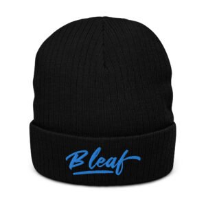 BLEAF - Blue ribbed knit beanie